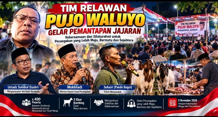 Tim Relawan Pujo Waluyo Gelar Pemantapan, 400 Warga Pecangakan Hadiri Makan Bersama