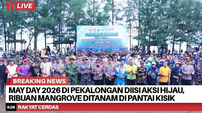 May Day 2026 di Pekalongan Diisi Aksi Hijau, Ribuan Mangrove Ditanam di Pantai Kisik