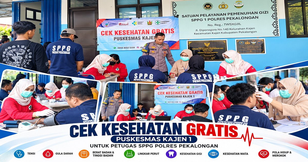 Cek Kesehatan Gratis Sasar 145 Petugas SPPG Polres Pekalongan