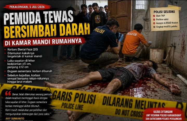 Pemuda Ditemukan Tewas Bersimbah Darah di Kamar Mandi, Polisi Selidiki Dugaan Pembunuhan di Karangdadap