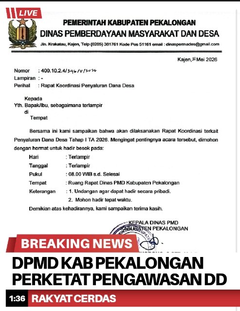DPMD Kabupaten Pekalongan Perkuat Pengawasan Dana Desa 2026 Melalui Rapat Koordinasi Terpadu