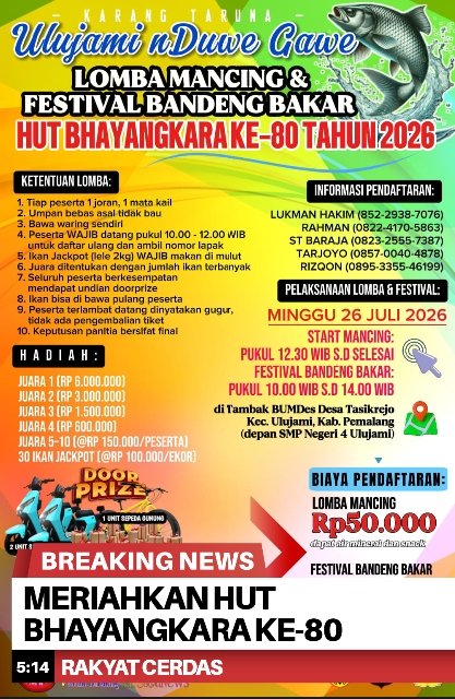 Meriahkan HUT Bhayangkara ke-80, Karang Taruna Ulujami Gelar Lomba Mancing dan Festival Bandeng Bakar