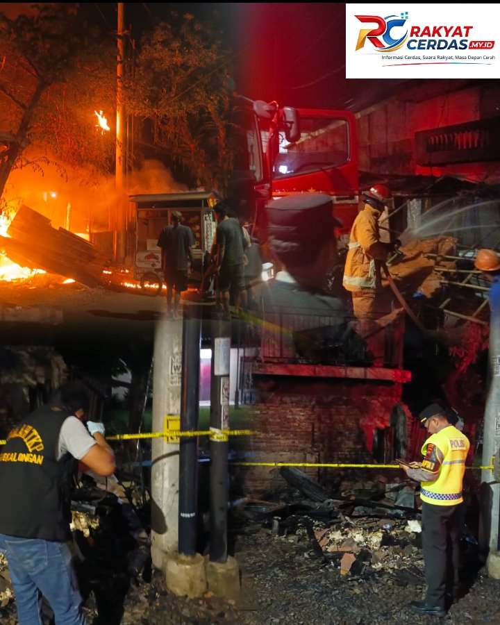 Warung Kaki Lima di Sragi Ludes Terbakar, Diduga Akibat Korsleting Listrik