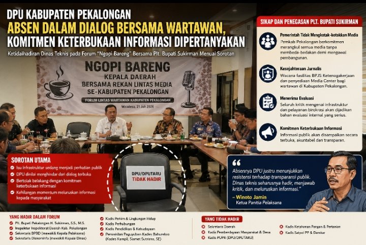 DPU Kabupaten Pekalongan Absen dalam Dialog Bersama Wartawan, Komitmen Keterbukaan Informasi Dipertanyakan