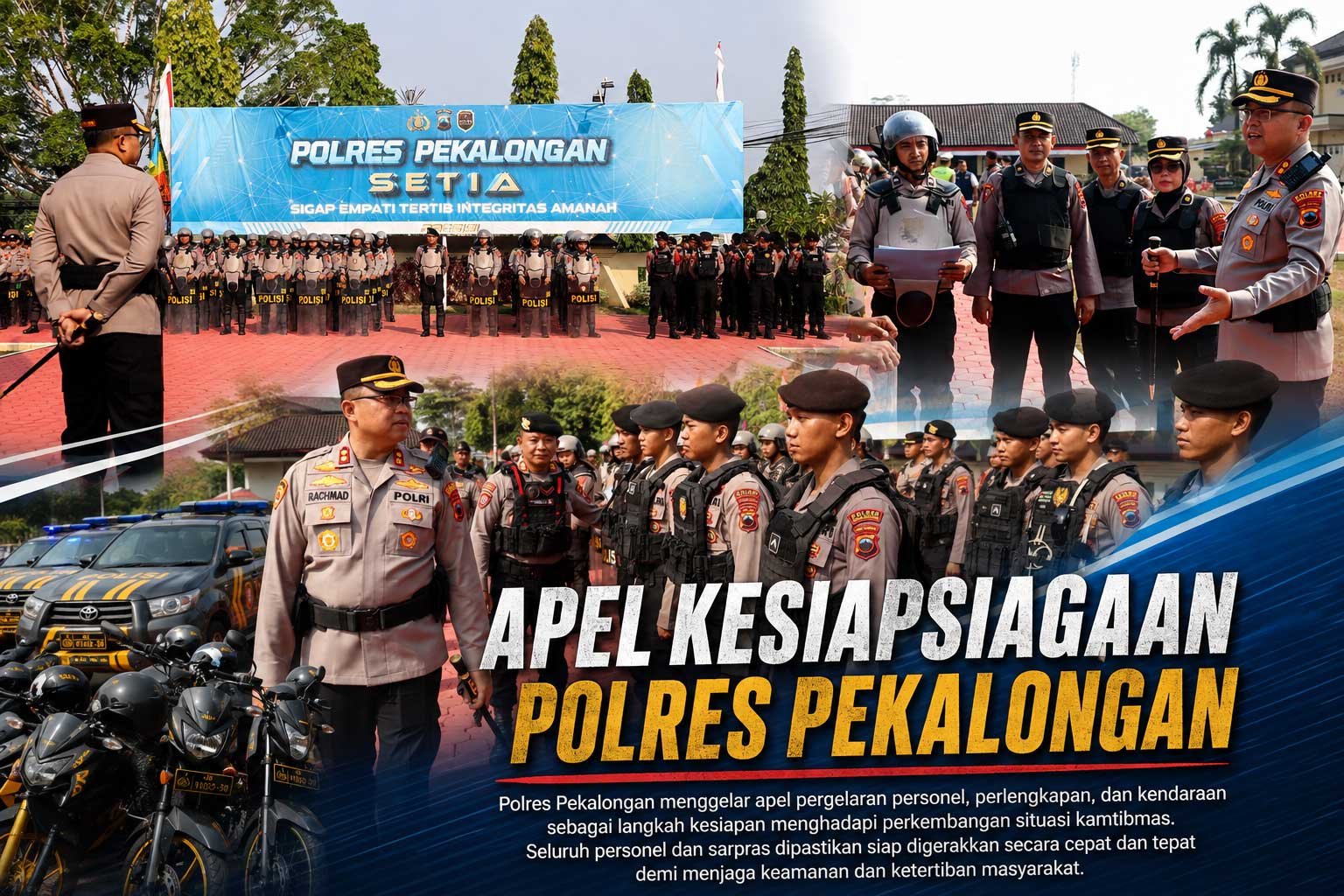 Polres Pekalongan Gelar Apel Kesiapsiagaan, Personel dan Sarpras Dipastikan Siap Hadapi Dinamika Kamtibmas