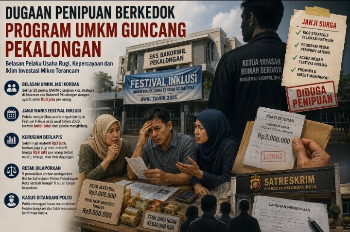 Dugaan Penipuan Berkedok Program UMKM Guncang Pekalongan, Kepercayaan Pelaku Usaha Terancam dan Iklim Investasi Mikro Tercoreng