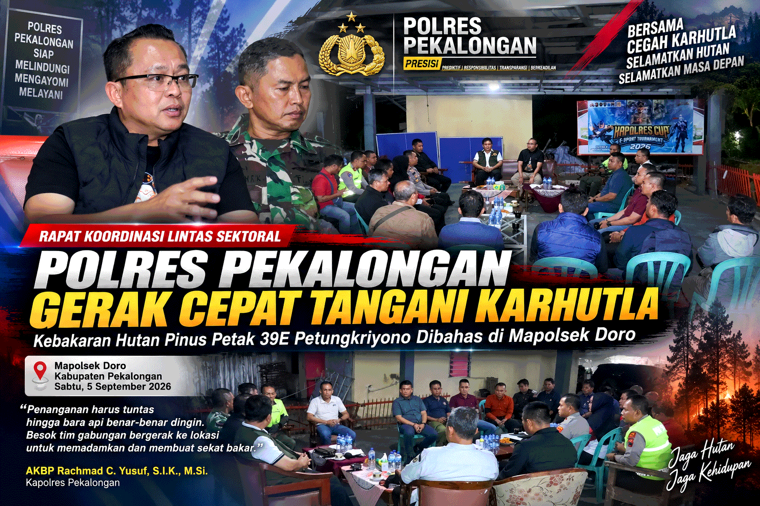 Kebakaran Hutan Pinus Petungkriyono, Polres Pekalongan Gelar Rapat Darurat