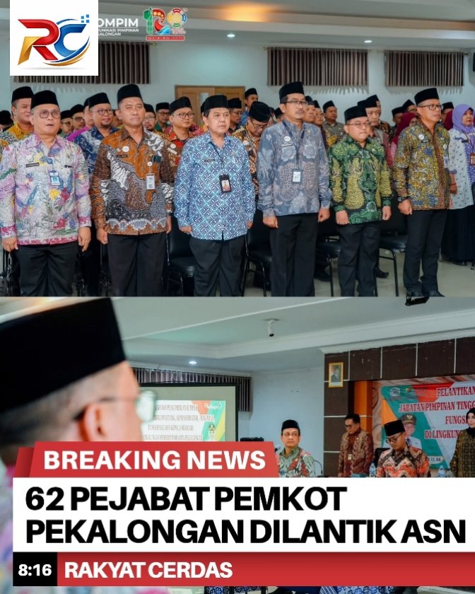 62 Pejabat Pemkot Pekalongan Dilantik, Dorong Kinerja ASN Lebih Optimal