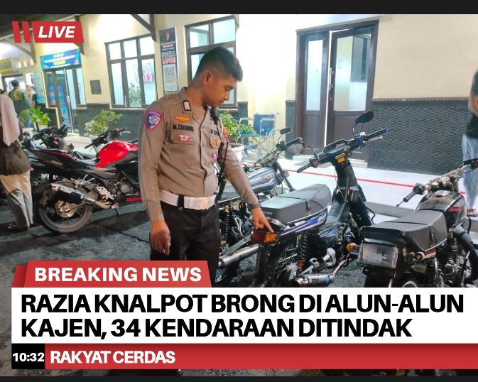 Razia Knalpot Brong di Alun-Alun Kajen, 34 Kendaraan Ditindak Satlantas Polres Pekalongan